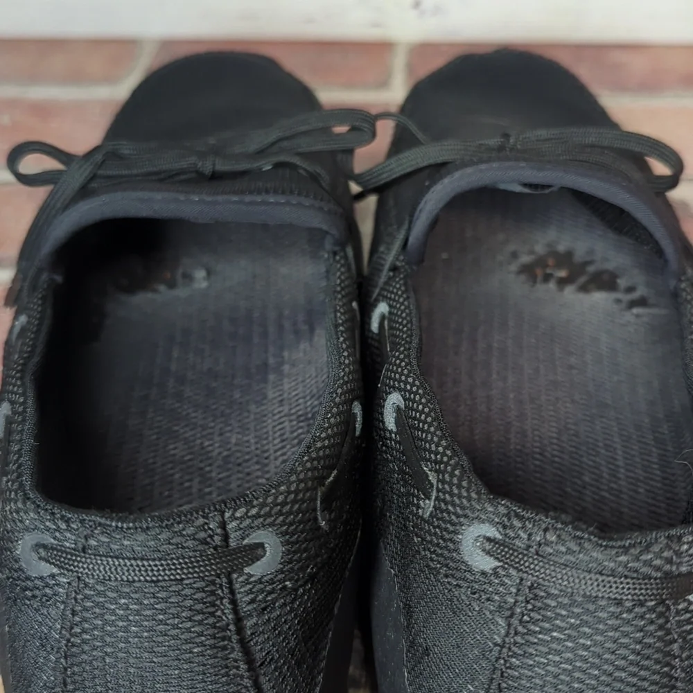 Swims Black Mesh Lace-Trim Slip-On Loafers
